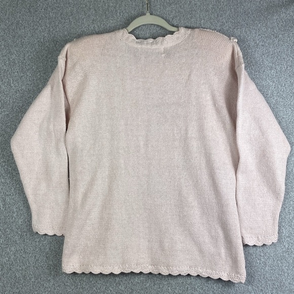Vintage Emerald Isle Blush pink embellished bobble sweater floral & pearls - Picture 11 of 12
